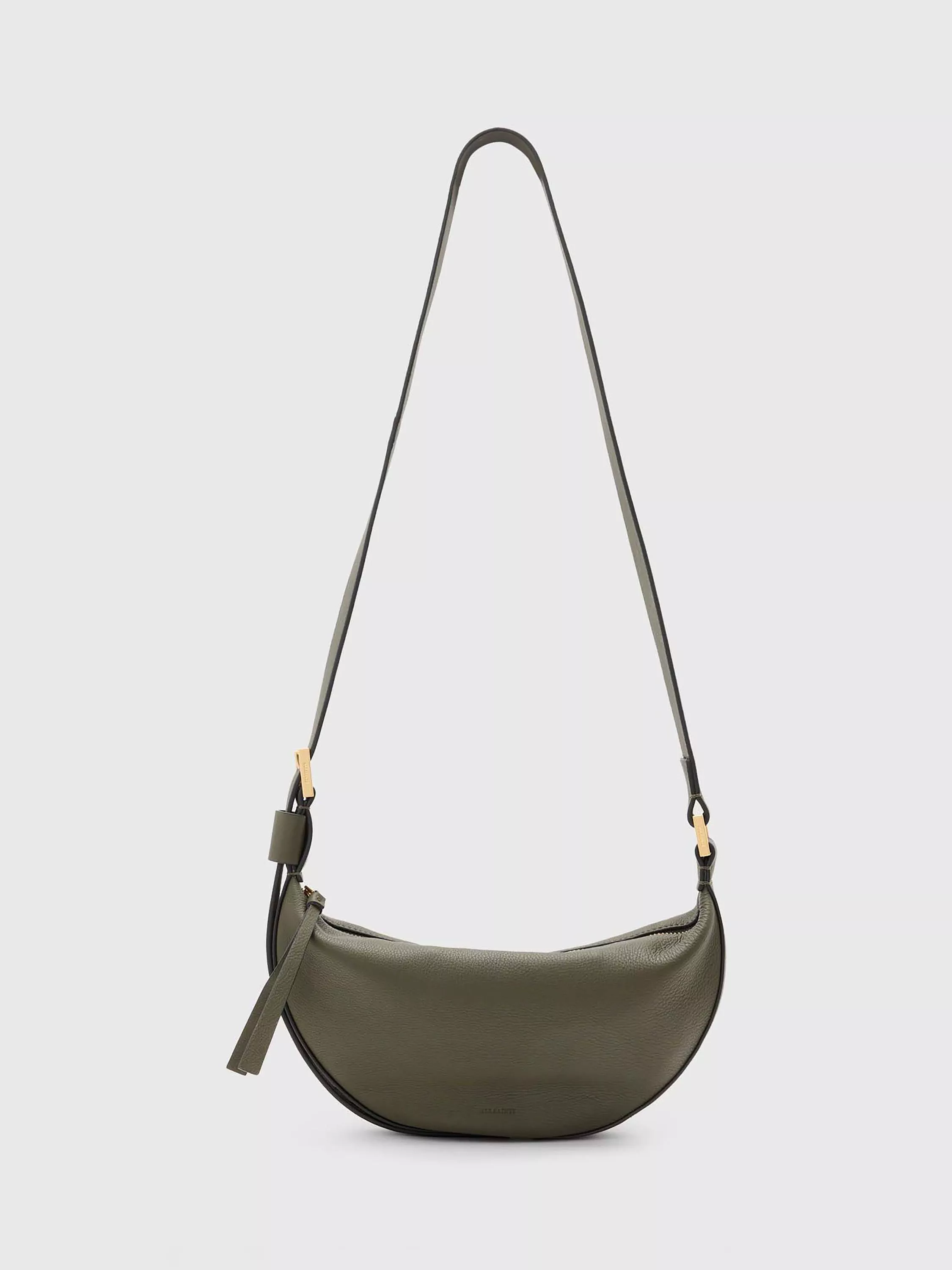 AllSaints Half Moon Leather Crossbody Bag