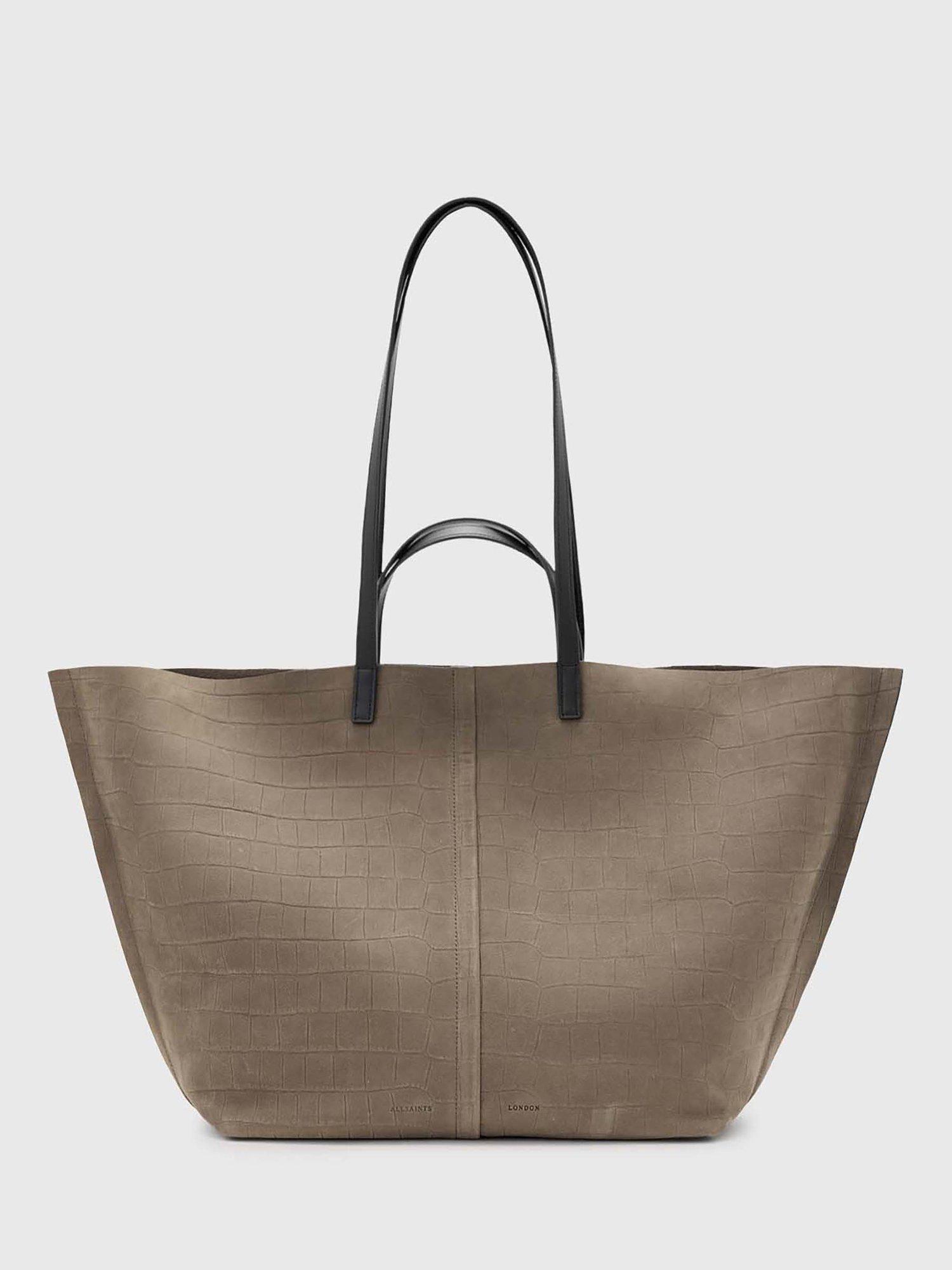 AllSaints Phoenix Leather Tote Bag, Stone Grey