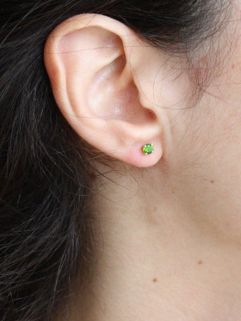 Product image 3 of 3, which shows Vintage Fine Jewellery Pre-Loved 9ct Yellow Gold & Green Garnet Stud Earrings