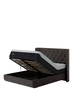 TEMPUR® Arc™ Ottoman Storage Disc Luxury Upholstered Bed Frame, King Size, Dark Grey