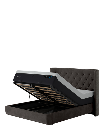 TEMPUR® Arc™ Ottoman Storage Disc Luxury Upholstered Bed Frame, King Size, Dark Grey