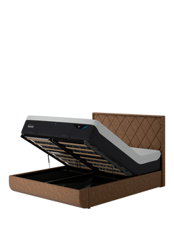 TEMPUR® Arc™ Ottoman Storage Disc Quilted Upholstered Bed Frame, King Size, Brown