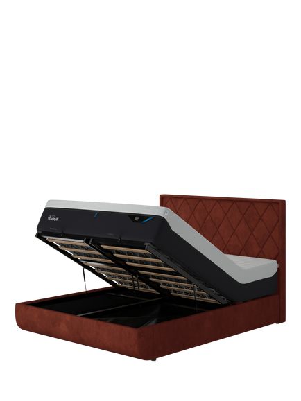 TEMPUR® Arc™ Ottoman Storage Disc Quilted Upholstered Bed Frame, King Size, Copper
