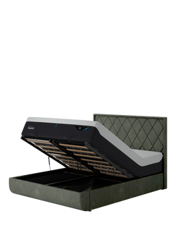 TEMPUR® Arc™ Ottoman Storage Disc Quilted Upholstered Bed Frame, Super King Size, Dark Green