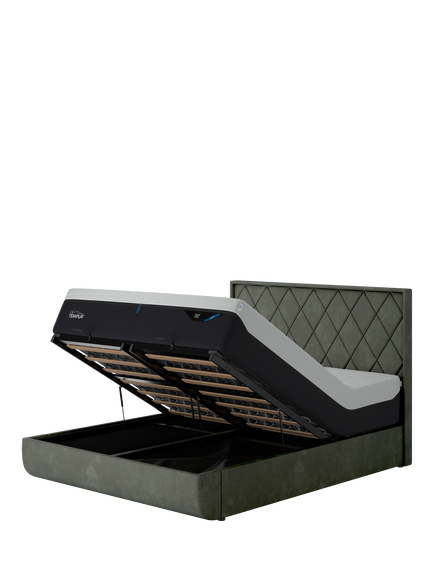 TEMPUR® Arc™ Ottoman Storage Disc Quilted Upholstered Bed Frame, Super King Size, Dark Green