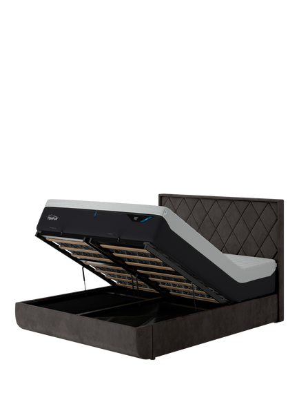 TEMPUR® Arc™ Ottoman Storage Disc Quilted Upholstered Bed Frame, Super King Size, Dark Grey