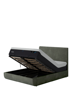 TEMPUR® Arc™ Ottoman Storage Disc Vertical Upholstered Bed Frame, King Size, Dark Green