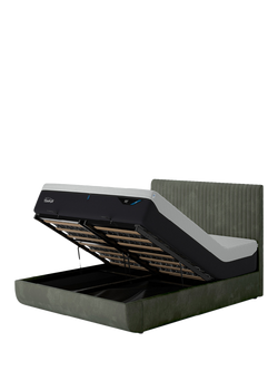 TEMPUR® Arc™ Ottoman Storage Disc Vertical Upholstered Bed Frame, Super King Size, Dark Green
