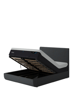 TEMPUR® Arc™ Ottoman Storage Disc Vertical Upholstered Bed Frame, King Size, Dark Stone