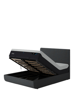 TEMPUR® Arc™ Ottoman Storage Disc Vertical Upholstered Bed Frame, Super King Size, Dark Stone