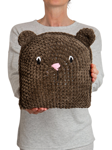 Wool Couture Teddy Bear Cushion Crochet Kit - view 2, Brown