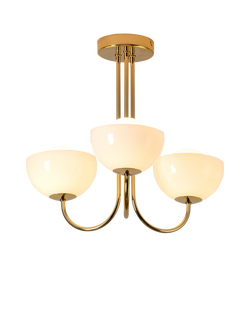 houseof Glass Bowl 3-Arm Ceiling Light, Brass