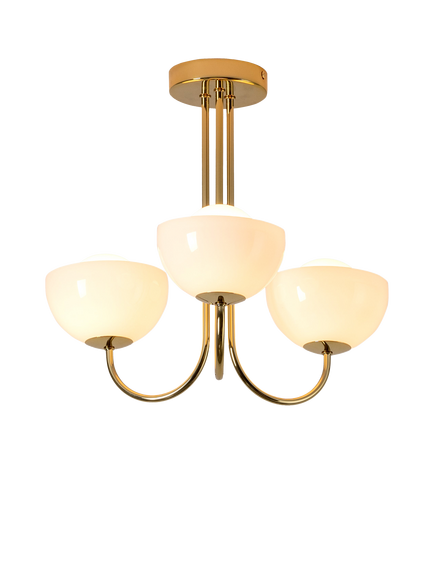 houseof Glass Bowl 3-Arm Ceiling Light, Brass