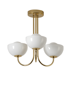 houseof Glass Bowl 3-Arm Ceiling Light - view 2, Brass
