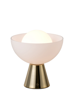 houseof Glass Bowl Cordless Table Lamp, Brass