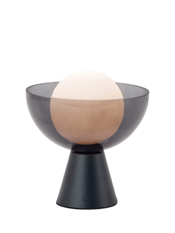 houseof Glass Bowl Cordless Table Lamp, Charcoal