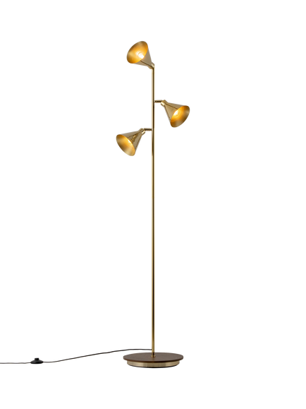 houseof Cone 3-Arm Floor Lamp, Brass, Brass