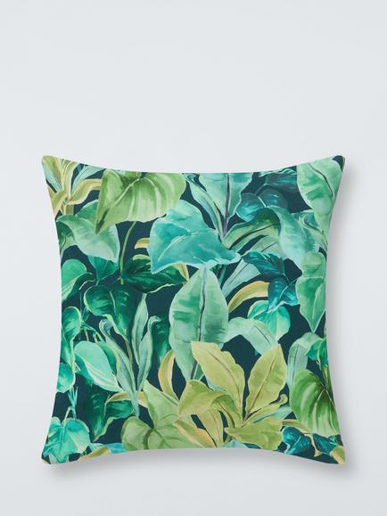 John Lewis Printed Palms Cushion, Green