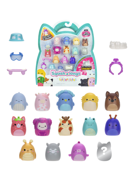 Squishmallows Squish-a-longs Mini-Squish, Style 2/Wave 2, Pack of 14, Multi