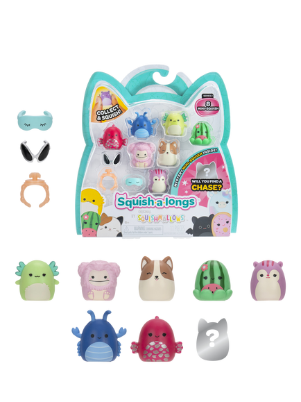 Squishmallows Squish-a-longs Mini-Squish, Style 3/Wave 2, Pack of 8, Multi