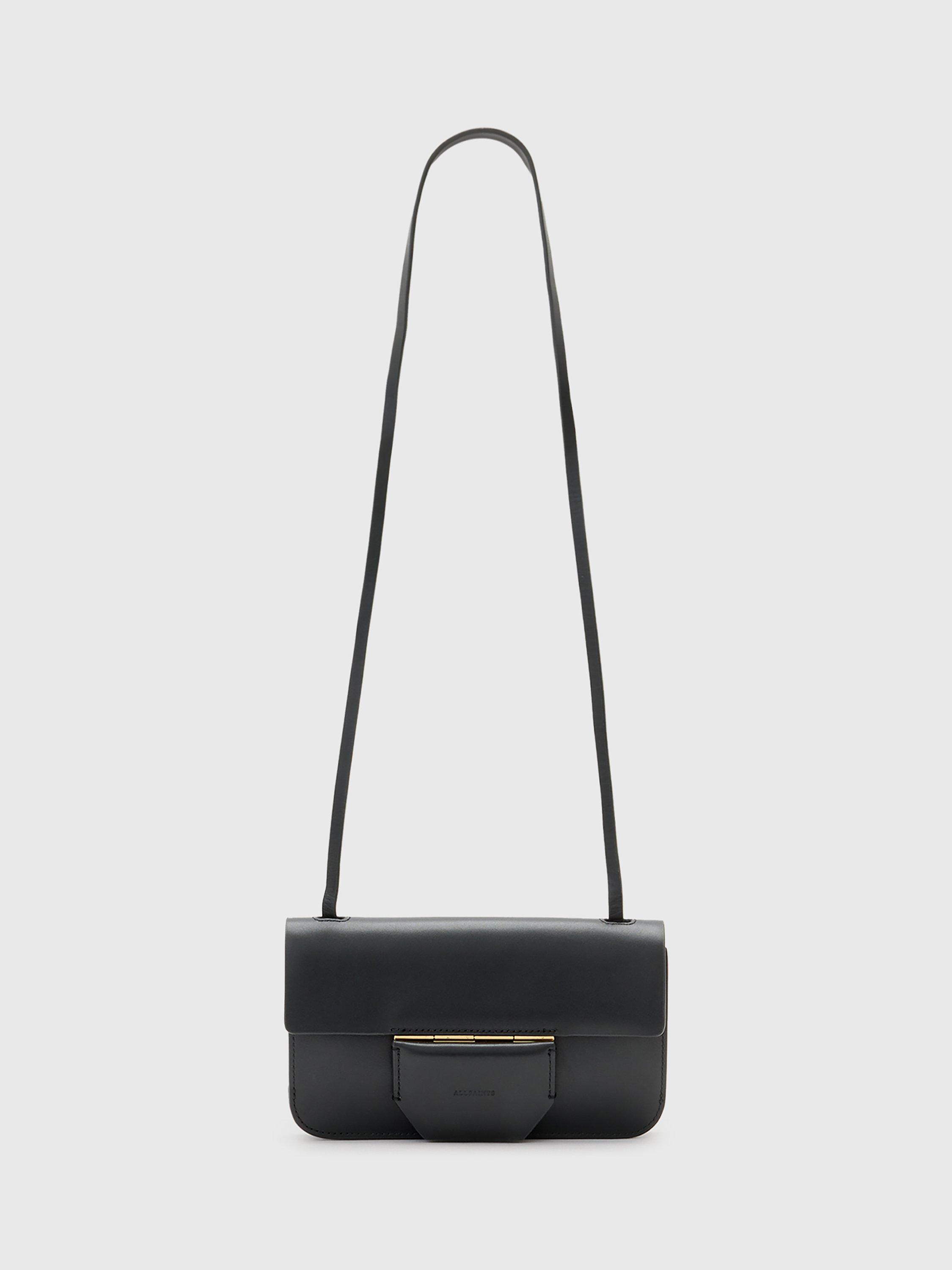 AllSaints Ann Leather Crossbody Wallet Bag, Black