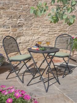 KETTLER Cafe Roma Foldable 2-Seater Round Garden Bistro Table & Chairs Set - view 2, Sage