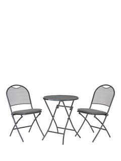 KETTLER Cafe Roma Foldable 2-Seater Round Garden Bistro Table & Chairs Set, Slate