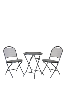 KETTLER Cafe Roma Foldable 2-Seater Round Garden Bistro Table & Chairs Set, Slate