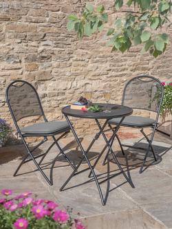 KETTLER Cafe Roma Foldable 2-Seater Round Garden Bistro Table & Chairs Set - view 2, Slate