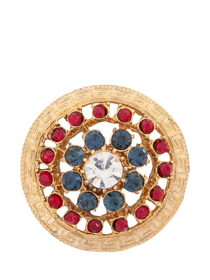 Product image 1 of 2, which shows Susan Caplan Pre-Loved Rediscovered Collection Swarovski Crystal Grecian Brooch, Gold