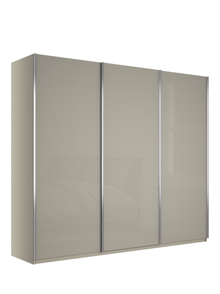 John Lewis Elstra 300cm Glass 3 Sliding Doors Wardrobe, Pebble Grey, Pebble Grey