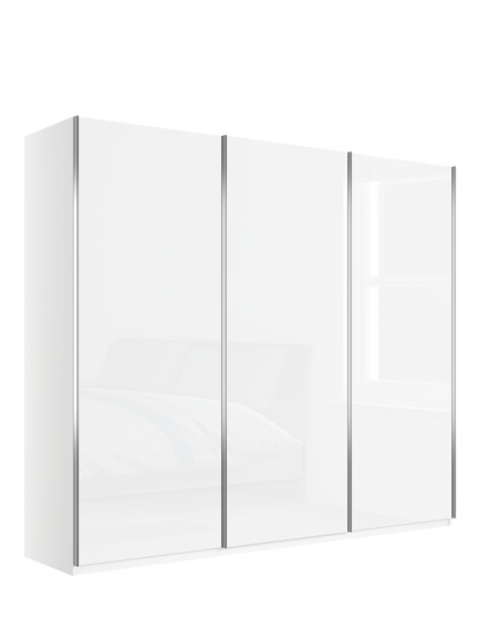 John Lewis Elstra 300cm Glass 3 Sliding Doors Wardrobe, White, White