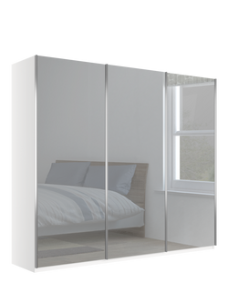 John Lewis Elstra 300cm Mirrored 3 Sliding Doors Wardrobe, White, White