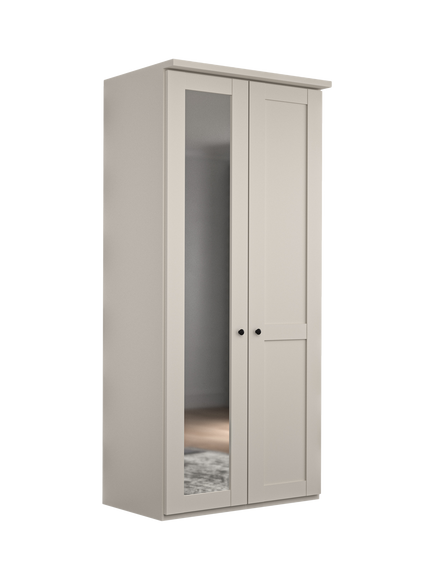 John Lewis Marlow 100cm Hinged Wardrobe with Left Mirror, Champagne, 
