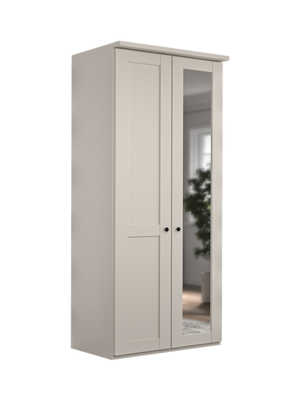 John Lewis Marlow 100cm Hinged Wardrobe with Right Mirror, Champagne, Champagne