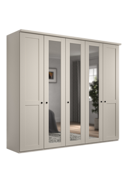 John Lewis Marlow 250cm Mirrored Hinged Wardrobe, Champagne, Champagne