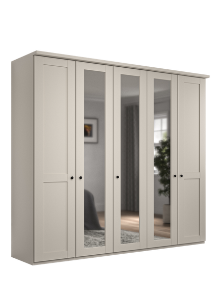 John Lewis Marlow 250cm Mirrored Hinged Wardrobe, Champagne, Champagne