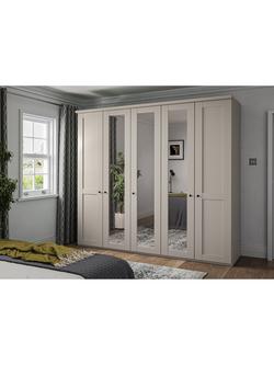 John Lewis Marlow 250cm Mirrored Hinged Wardrobe, Champagne - view 2, Champagne