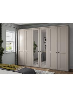 John Lewis Marlow 300cm Mirrored Hinged Wardrobe, Champagne - view 2, Champagne