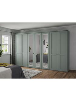 John Lewis Marlow 350cm Mirrored Hinged Wardrobe, Sage Green - view 2, Sage