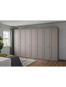 John Lewis Marlow 350cm Hinged Wardrobe, Pebble Grey - view 2, Pebble Grey