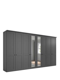 John Lewis Marlow 400cm Mirrored Hinged Wardrobe, Graphite, Graphite