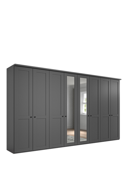John Lewis Marlow 400cm Mirrored Hinged Wardrobe, Graphite, Graphite