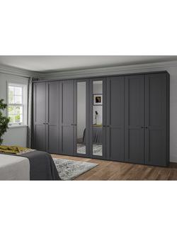 John Lewis Marlow 400cm Mirrored Hinged Wardrobe, Graphite - view 2, Graphite