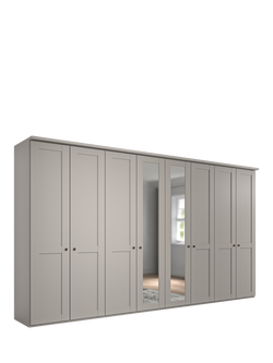 John Lewis Marlow 400cm Mirrored Hinged Wardrobe, Pebble Grey, Pebble Grey