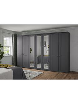 John Lewis Marlow 350cm Mirrored Hinged Wardrobe, Graphite - view 2, Graphite