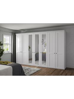 John Lewis Marlow 350cm Mirrored Hinged Wardrobe, White - view 2, White
