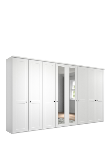 John Lewis Marlow 400cm Mirrored Hinged Wardrobe, White, White