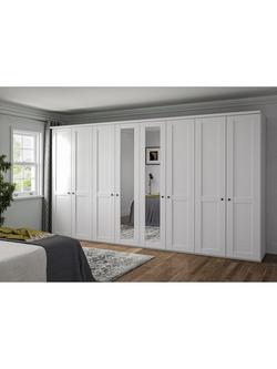 John Lewis Marlow 400cm Mirrored Hinged Wardrobe, White - view 2, White