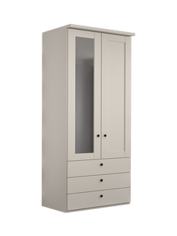 John Lewis Marlow 100cm Hinged Wardrobe with Left Mirror with 3 Drawers, Champagne, Champagne